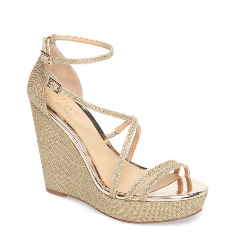 Allure Bridal Golden Dazzle Wedge Sandal - Picture 3 of 8